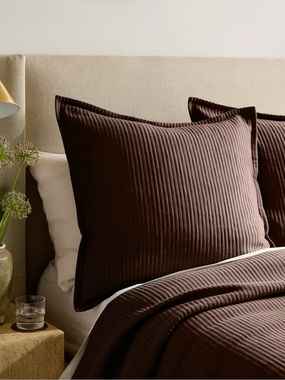 Quince Organic Cotton Matelasse Euro Sham Set of 2 in Espresso